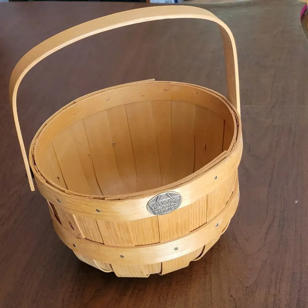Vintage Peterboro Basket Company Round Basket One Handle Diameter 9